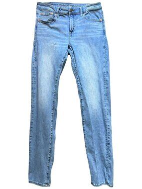American Eagle Men's Super Skinny Jeans Stretch Denim Size 32x34 Blue Light Wash